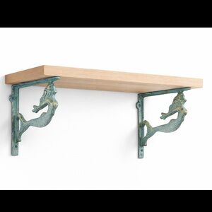 PAIR OF CAST IRON TURQUOISE/GOLD MERMAID WALL BRACKETS🧜🏼‍♀️